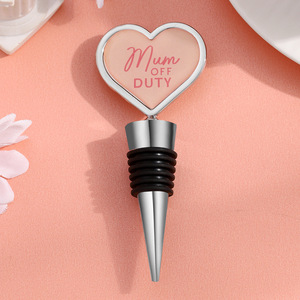 Heart Shaped <b>Wine</b> Stopper Gold Silver Zinc Alloy Mum Off Duty Bottle Seal Wedding Gift - Product Image 2