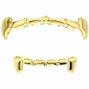 Mạ vàng răng nanh Ma Cà Rồng trên & dưới grillz răng <span class=keywords><strong>Set</strong></span> - Product Image 4