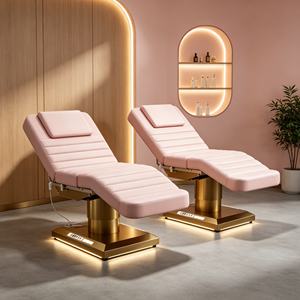Table de massage électrique de luxe en cuir PU blanc à 3 moteurs pour salon de beauté, lit de cils électrique, lit de massage facial électrique pour spa - Product Image 3