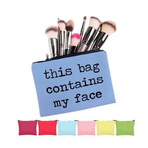 Sacs ou pochettes de voyage personnalisés pour cosmétiques, trousses de toilette à fermeture éclair en toile de coton bio, sacs de maquillage personnalisés avec logo pour filles - Product Image 5