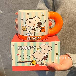 Tasses à café en céramique à motif de dessin animé avec échelles, design élégant, pour fêtes, bureau et usage domestique, réutilisables, cadeau idéal pour couple - Product Image 1