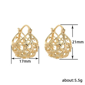 <b>Gold</b> Tone Tree of Life Openwork <b>Huggie</b> <b>Earrings</b> for Women Elegant Fashion Jewelry - Product Image 5
