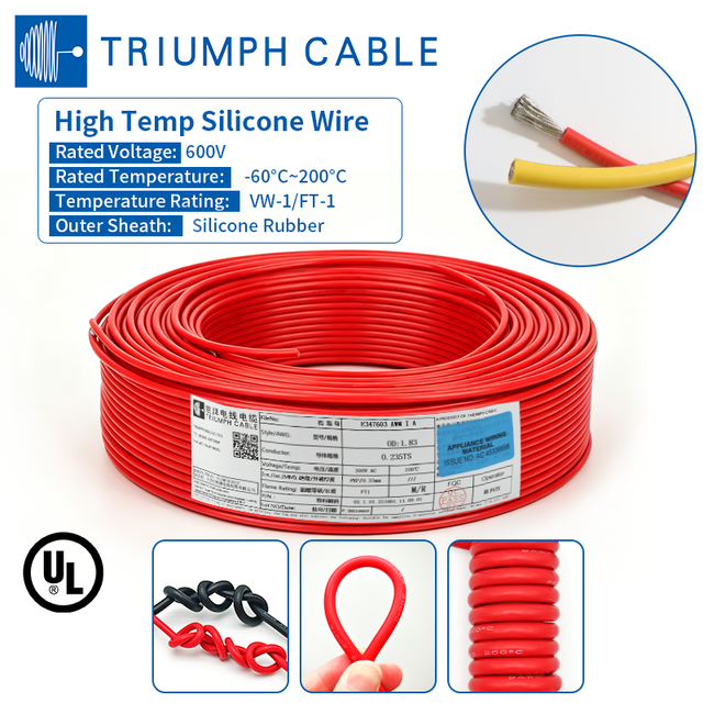 UL3512 Silicone Rubber Wire 200℃ 600V VW-1 Flexible High Strand Count Silicone Wire for Industrial Automation Servo Motor Heater