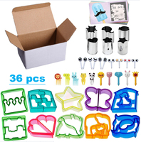 Lot de 36 emporte-pièces pour sandwichs et biscuits, moules en forme de boîte à lunch pour enfants, outils de pâtisserie et de cuisine, découpeurs de fruits et légumes DIY pour fêtes