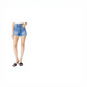 High Waist Solid Color Women's Cotton Canvas Shorts With Pockets Elastic Waist Casual Style Breathable Woven Fabric - Product Image 4