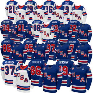 Maillot de Hockey Équipe USA 2026 Brodé en Gros # 86 <span class=keywords><strong>J</strong></span>.Hughes Connor Hellebuyck Matthew Tkachuk Larkin Cousu Prêt à être expédié - Product Image 1