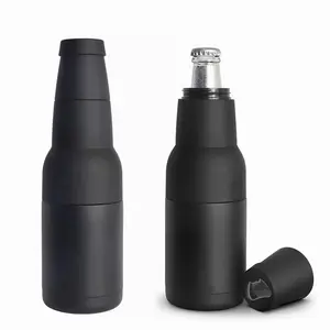 4合1瓶冷却器12oz罐冷却器不锈钢定制粗短支架生啤酒瓶绝缘体，带啤酒开瓶器