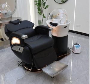 Sillón de Lavado de Cabello Eléctrico Reclinable Moderno, Cama de Lavado para Salón, Silla de Spa para Cabello Impermeable con Lavabo de Cerámica - Product Image 2