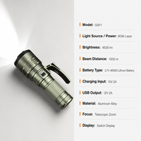 Lampe torche laser rechargeable USB G971, étanche IP65, zoomable, 1000+ lumens, longue portée, en alliage d'aluminium, pour le camping et la randonnée