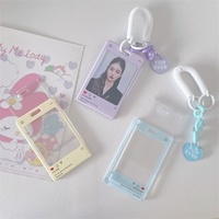 Porte-cartes rectangulaire en acrylique transparent en gros, petit porte-photo d'identité, porte-clés DIY pour cartes Goo