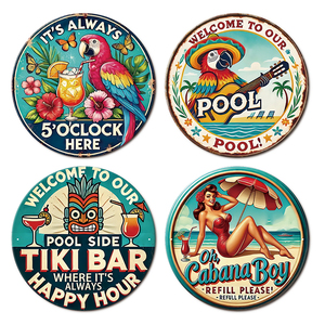 Plaque métallique vintage pour bar de piscine, « C'est toujours l'heure de l'après-midi », enseigne de patio extérieur pour happy hour - Product Image 1