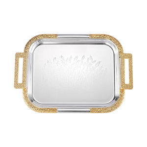 Transport facile des aliments et des boissons, plateaux de service modernes et élégants en métal - Product Image 1