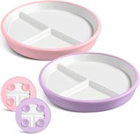 Assiettes et bols en porcelaine pour enfants avec ventouse, assiettes divisées en céramique pour tout-petits, bols antidérapants en silicone pour bébé