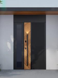 Puertas de Entrada de Estilo Moderno 2025 con Acabado de Madera, Talladas en Aluminio Fundido, Impermeables, de Seguridad, Acabado de Lujo - Product Image 2