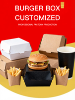 Série de Boîtes d'Emballage en Papier pour Hot-dogs et Restauration Rapide à Emporter, Jetables, pour Frites, Ailes de Poulet et Burgers