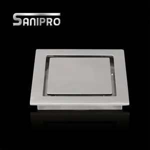 SANIPRO 110*110mm SUS304 SS316 Bathroom Shower Waste Grate Channel Tile Insert Invisible Stainless Steel Square Floor Drains