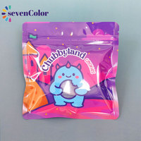 Sachets plats personnalisés à fermeture thermoscellable avec design imprimé sur mesure, sacs à biscuits holographiques refermables avec fermeture éclair et fenêtre transparente