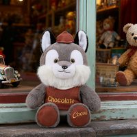 Peluche loup gris personnalisée, jouet en peluche doux, loup mignon habillé d'un chapeau, pour les commandes en gros, fournitures de jouets, marché de la revente