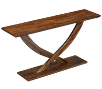 Console moderne rustique en bois massif, design à pieds croisés, construction durable et écologique, surface spacieuse, salon, villa