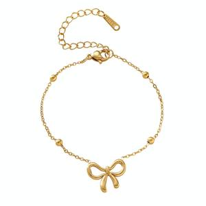 18k सोने की प्लेटेड स्टेनलेस स्टील तितली धनुष पेलेंट चोकर महिलाओं के लिए सुंदर ब्रेसलेट हार गहने उपहार - Product Image 4