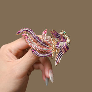 2025 새로운 국가 패션 럭셔리 블루 피닉스 브로치 치파오 울 코트 파티 선물을위한 비싼 경합금 코사지 - Product Image 2