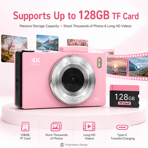 กล้องถ่ายรูปวินเทจ CCD 4K ออโต้โฟกัส 48MP เลนส์คู่ หน้าจอ IPS 2.8 นิ้ว รองรับ MP3 พอร์ต Type C สำหรับนักเรียนและผู้สร้างเนื้อหา - Product Image 4
