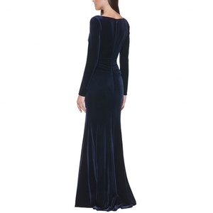 Vestido de Moda al por Mayor para Mujer, Ropa Formal con Cuello en V, Vestido Largo de Terciopelo, Elegante Vestido Casual Personalizado, Vestido de Noche para Mujer - Product Image 2