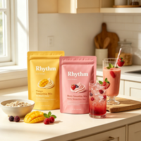Sachets personnalisés en PE de qualité alimentaire avec fermeture éclair pour bonbons aux fruits lyophilisés (ananas, pêche, fraise, citron, mangue)