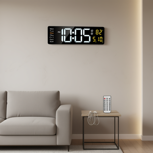 DB <b>Digital</b> <b>Wall</b> <b>Clock</b> 15.7in Rectangular LED Display Remote Control 12 24Hr Format Modern Design Living Room Office Bedroom - Product Image 2