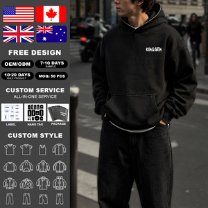 Sweat-shirt à capuche unisexe oversize délavé effet soleil, avec logo personnalisé appliqué et brodé, style streetwear - Product Image 2