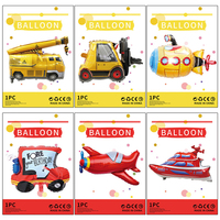 Ballons en aluminium en gros en forme de véhicules (camion de pompiers, camion de chantier, avion) pour la décoration de fêtes d'anniversaire d'enfants