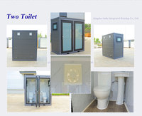Toilettes publiques temporaires modernes à structure en acier robuste, unité double intégrée, toilettes mobiles à chasse d'eau pour usage en atelier