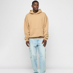 Sweat à capuche personnalisé pour homme 2025 – Broderie et impression de logo – Tissu beige en coton et polyester pour personnalisation de haute qualité – Commandes en gros - Product Image 1