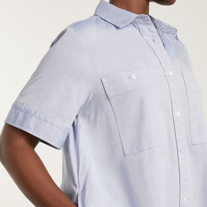 Vestido camisero de manga corta personalizado <span class=keywords><strong>para</strong></span> <span class=keywords><strong>mujer</strong></span> 100% camisas de algodón orgánico vestidos camisas con botones <span class=keywords><strong>para</strong></span> <span class=keywords><strong>Mujer</strong></span> Faldas - Product Image 6
