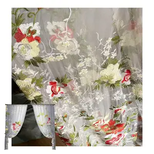 Mesh embroidered tulle for two-tone embroidery applique garments curtain fabrics high quality