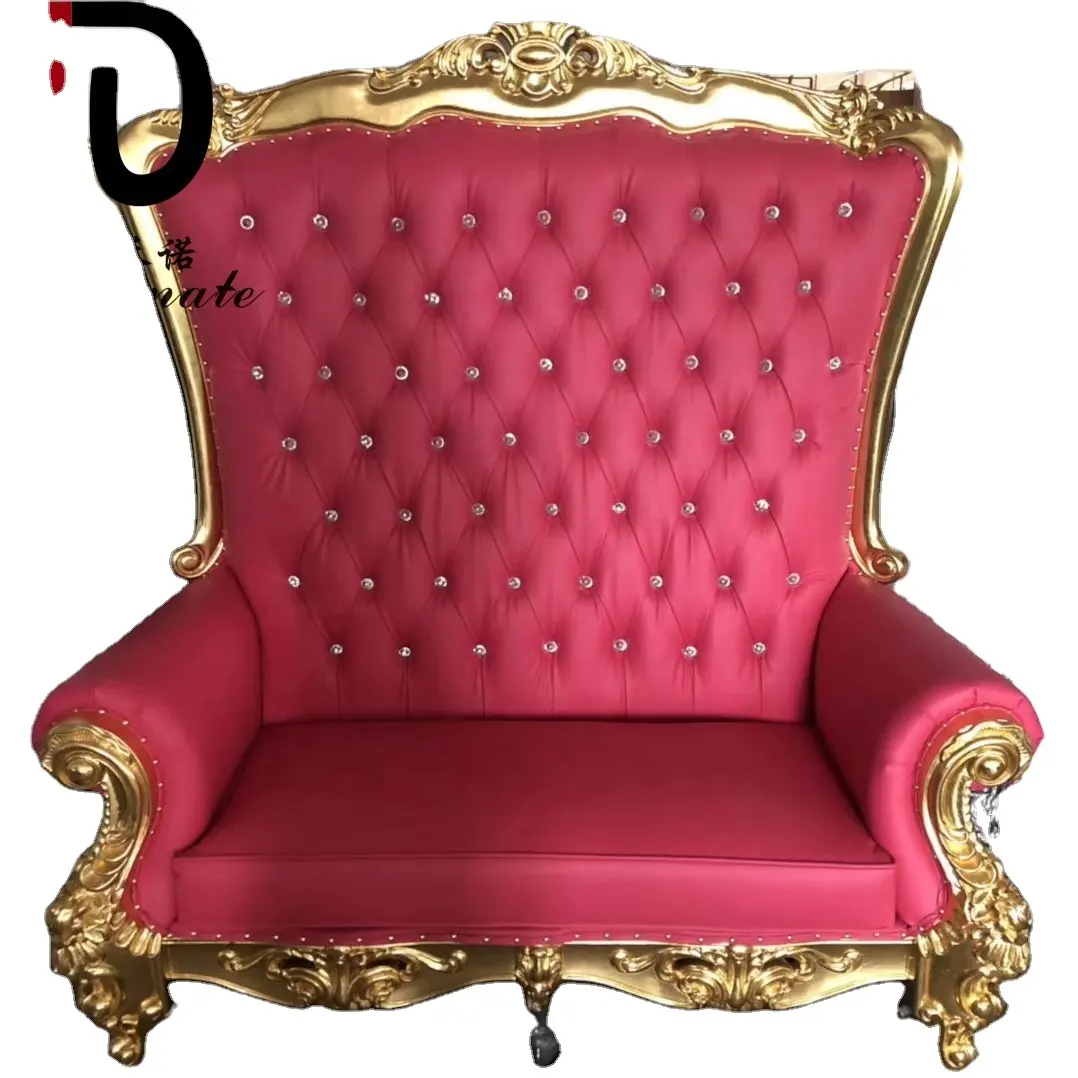 Factory Direct Sale High Back Throne Sofa Chairs Luxury Royal Wooden King And Queen Wedding Sofa Chairs