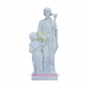 Escultura de San de mármol de estilo moderno hecha a medida estatua grande de San Charbel para Iglesia bautizo religioso diseño Assi Faraya - Product Image 2