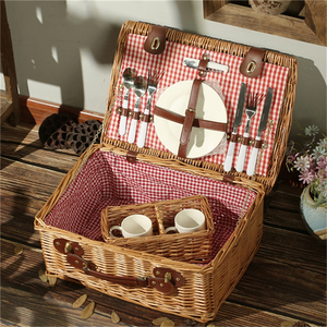Rattan varil piknik sepeti yalıtımlı çocuklar hasır stok yuvarlak 2 bambu deri Touring Mini parti Favor - Product Image 6