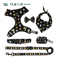Harnais pour chien design, solide et anti-traction, avec porte-sac à crottes personnalisé, collier réglable, sans étranglement, en fibre de polyester