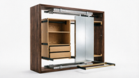 Armoire-penderie à portes coulissantes avec miroirs et rails à fermeture douce pour appartements peu spacieux