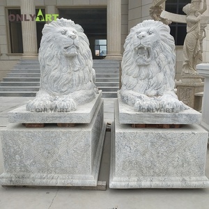 Decorazione esterna personalizzata intagliata a mano scultura animale <span class=keywords><strong>di</strong></span> grandi dimensioni a grandezza naturale giacente statue <span class=keywords><strong>di</strong></span> <span class=keywords><strong>leone</strong></span> in marmo - Product Image 1