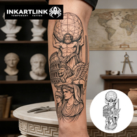 INKARTLINK Autocollant de tatouage semi-permanent personnalisé aux herbes, motif Colosseum, résistant à l'eau, dure 1 à 2 semaines