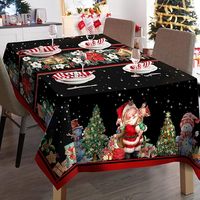 Nappe de Noël personnalisée en polyester 60x84 pouces, écologique, imprimée par transfert thermique, portable et résistante aux intempéries pour table rectangulaire
