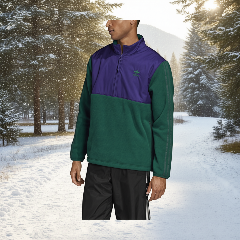 Adidas Men's Active Half Zip Track Jacket Collegiate Green Purple