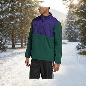 Chaqueta Deportiva Adidas para Hombre, con Media Cremallera, Color Verde Universitario y Morado, Forro Polar, para Invierno, Talla XS - Product Image 2