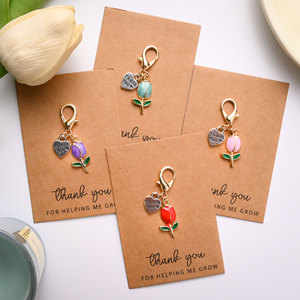Oferta Especial: Tarjeta de Agradecimiento en Inglés y Colgante para Bolso con Llavero de Tulipán de Aleación con Efecto Goteo de Aceite - Product Image 2