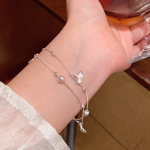 Đồ Trang Sức Thời Trang Mới Hai Lớp Xếp Chồng Lên Nhau Ginkgo Lá Vòng Đeo Tay Tinh Tế Của Phụ Nữ Vòng Đeo Tay Tùy Chỉnh Đồ Trang Sức Vòng Đeo Tay Bán Buôn - Product Image 1