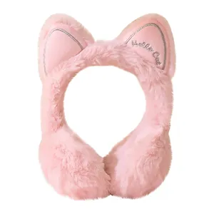 Casque sans fil avec oreilles de chat, en peluche, bluetooth, serre-tête, casque avec protège-oreilles pour enfants, filles et garçons