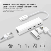 Adaptador USB 2.0 o Tipo-C a Tarjeta de Red USB 2.0 con RJ45+HUB 100M USB-C a HUB con Controlador para Computadora Portátil y de Escritorio