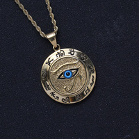 Collier pendentif œil en acier inoxydable plaqué or 18 carats SN117 Iced Out avec chaîne corde, cadeau hip-hop pour fête, unisexe